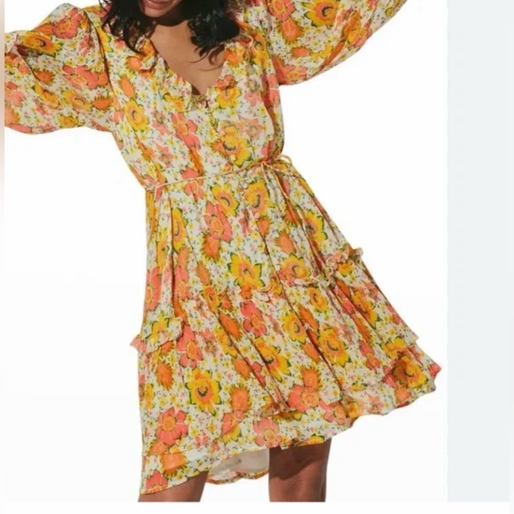 Cleobella Audrey Floral V-Neck Mini Dress size S - Picture 4 of 12